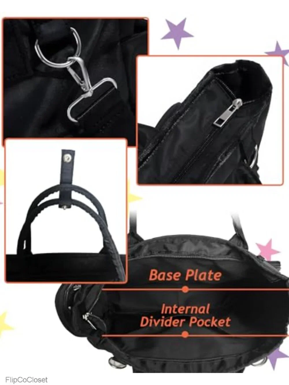 Large Ita Backpack Crossbody Tote Bag Clear Window Pin Display
